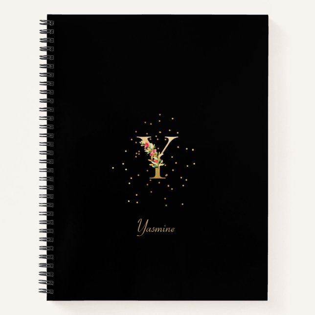 Carnet Lettre initiale Y en monogramme moderne à motif fl (Devant)