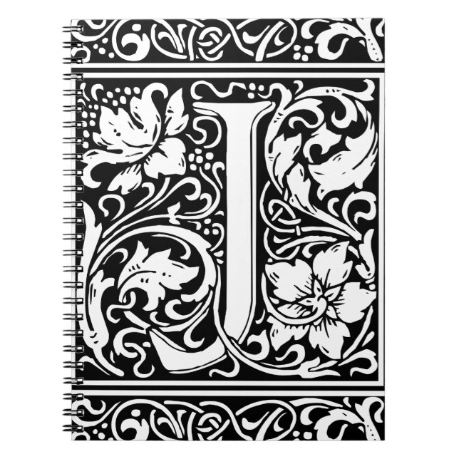 Carnet Lettre J Monogramme médiéval Art Nouveau (Devant)