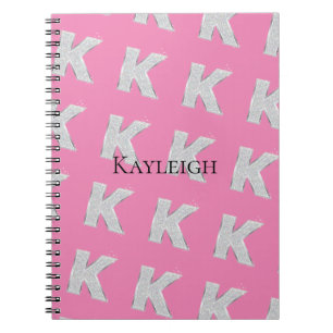 Carnet Lettre K argent rose