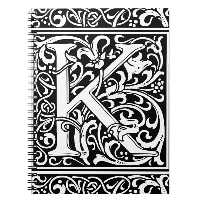 Carnet Lettre K Monogramme Art Nouveau Médiéval (Devant)