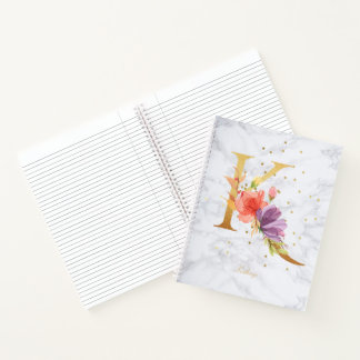 Carnet Lettre K Monogramme Doré Aquarelle Marbre Moderne