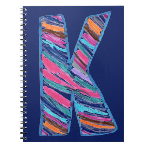 Carnet Lettre K multicolore colorée comme dans Kay sur fo