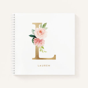 Carnet LETTRE L MONOGRAPHIQUE L Pretty Blush Floral
