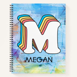 Carnet Lettre M Nom initial Alphabet Cute Retro