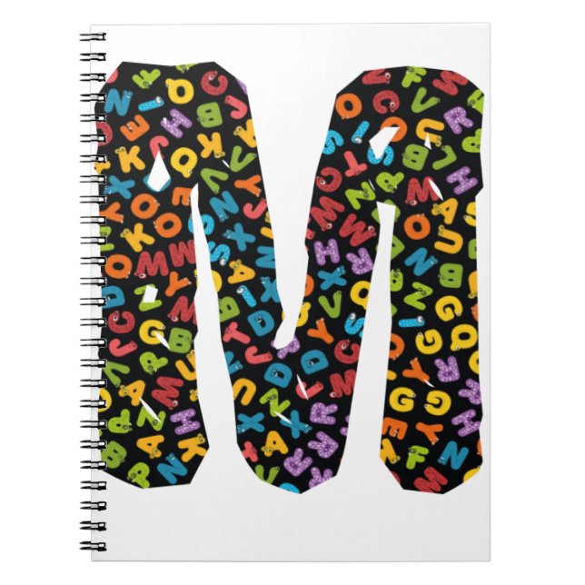 Carnet Lettre M ornementée avec l'alphabet (Devant)