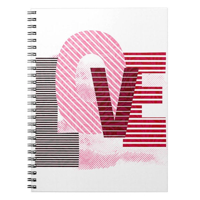 Carnet Lettre magenta géométrique d'amour (Devant)