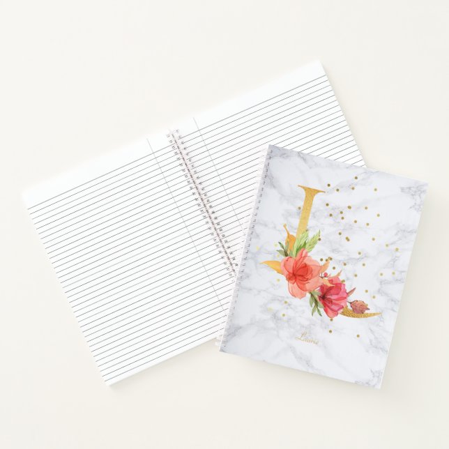 Carnet Lettre monogramme L en marbre moderne aquarelle do (Intérieur)