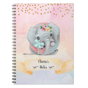 Carnet Lettre monogramme O Baby Elephant Girl Daily Study