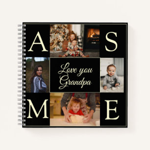 Carnet Lettre monogramme Photo Grand-père Cadeau