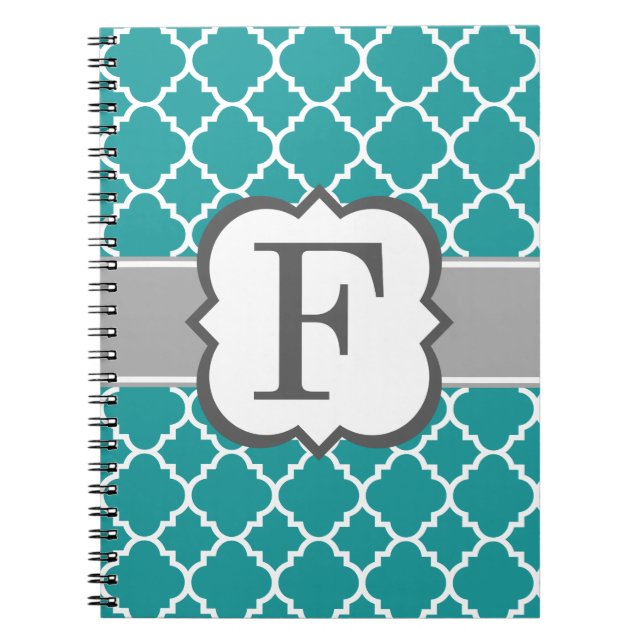 Carnet LETTRE MONOGRAPHIQUE BLEUE Turquoise F QUATREFIL (Devant)
