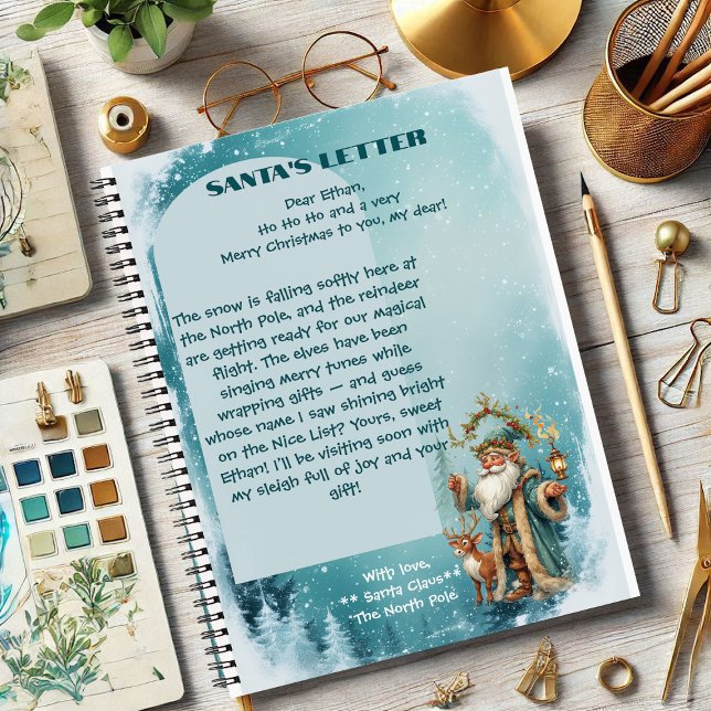 Carnet Lettre personnalisée du Père Noël avec un reneinde (Personalized Santa Letter From North Pole Reindeer Notebook)