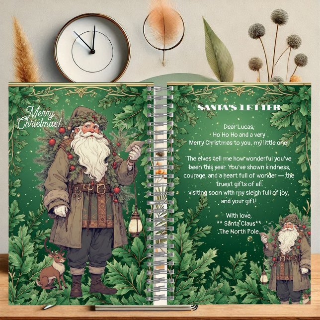 Carnet Lettre personnalisée du Père Noël Décoration de No (Personalized Santa Letter North Pole Greenery Xmas Notebook)