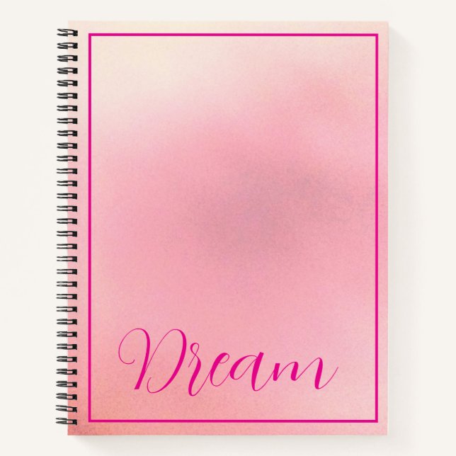 Carnet Lettre rose brillante "Dream" rose rayonnant (Devant)