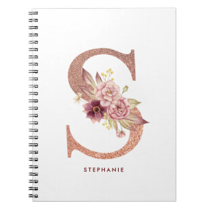 Carnet LETTRE Rose D'OR Faux S MONO