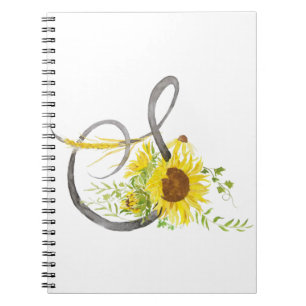 Carnet lettre S calligraphie tournesol aquarelle