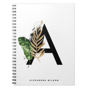 Carnet Lettre Tropicale Gold Foil Un Monogramme Personnal