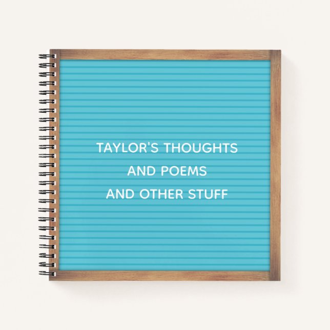 Carnet LETTRE Turquoise CARTE SIGNE MESURE MESURE (Devant)