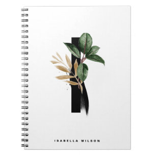 Carnet Lettre vert tropicale I Monogramme Personnalisé