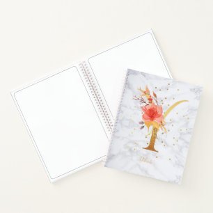 Carnet Lettre Y Monogramme Doré Aquarelle Marbre Moderne
