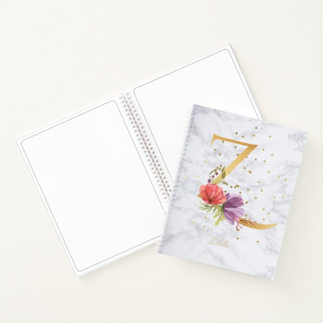 Carnet Lettre Z monogramme doré aquarelle marbre moderne (Intérieur)