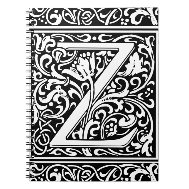 Carnet Lettre Z Monogramme médiéval Art Nouveau (Devant)