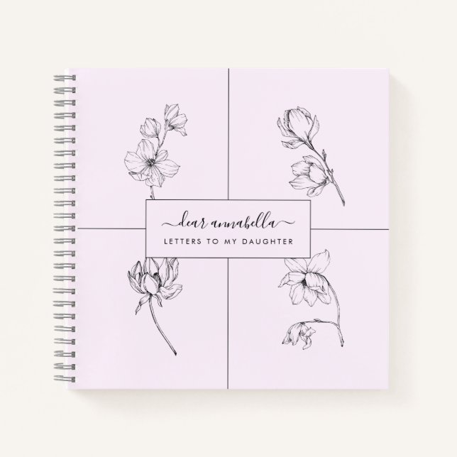 Carnet Lettres à ma fille fleurs simples modernes (Devant)