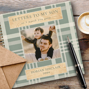 Carnet Lettres à mon fils Buffalo Plaid Faux Wood Photo