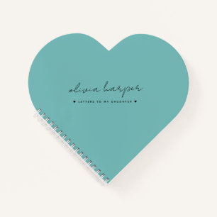 Carnet Lettres bleu Aqua turquoises à la Fille Maman Jour