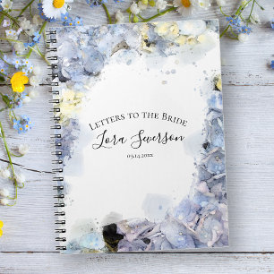 Carnet Lettres d'aquarelle bleu Hydrangea à la mariée