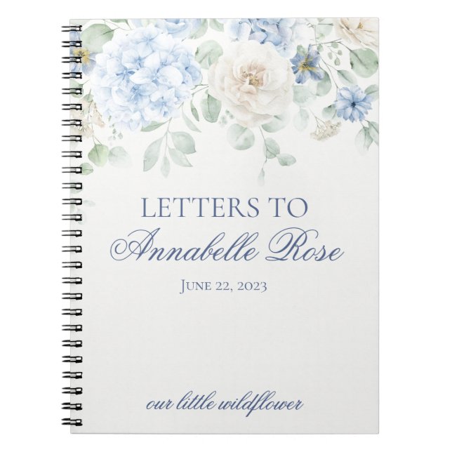 Carnet Lettres de fleurs d'hortensia bleues pour lettre d (Devant)