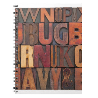 Carnet lettres de l'alphabet aléatoire - letterpress vint