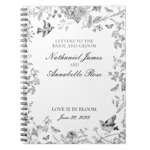 Carnet Lettres de mariage Toile De Jouy noire Mariée & Ma
