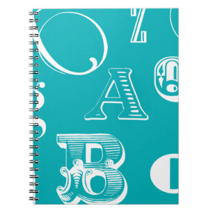 Carnet Lettres décoratives sur Arrière - plan bleu