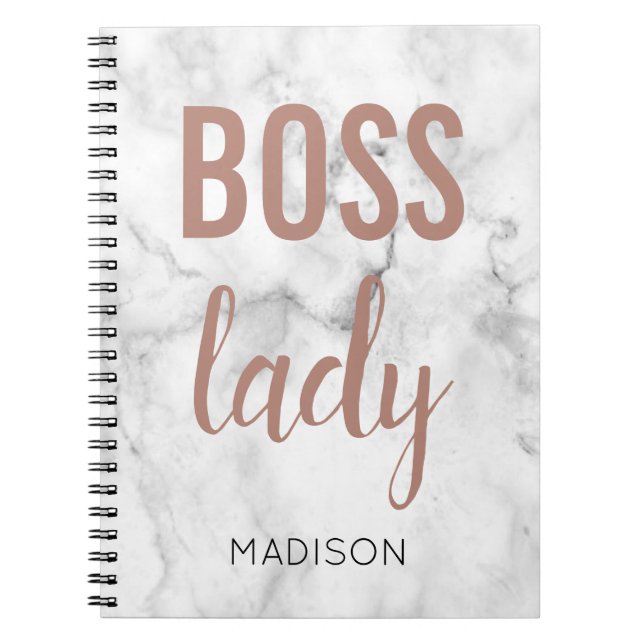 Carnet Lettres en or rose Monogram | Marble Boss Lady (Devant)