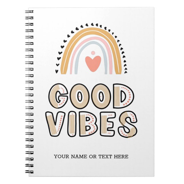 Carnet Lettres Good Vibes Rainbow Boho (Devant)