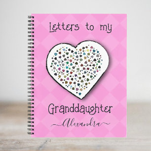 Carnet Lettres roses à ma petite-fille Personnalisée