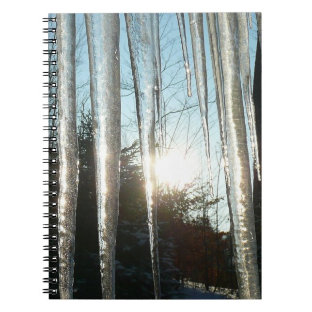 Carnet Lever du soleil à travers Icicles hiver Photograph (Devant)