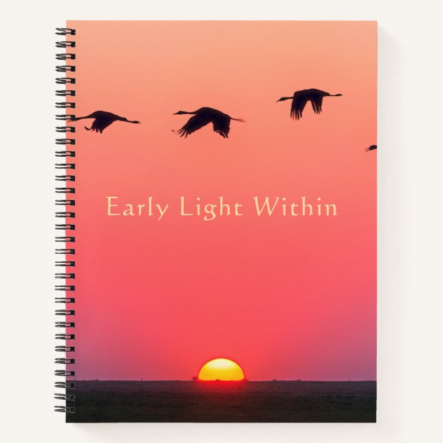 Carnet Levers de soleil Oiseaux volant haut Rose  (Devant)
