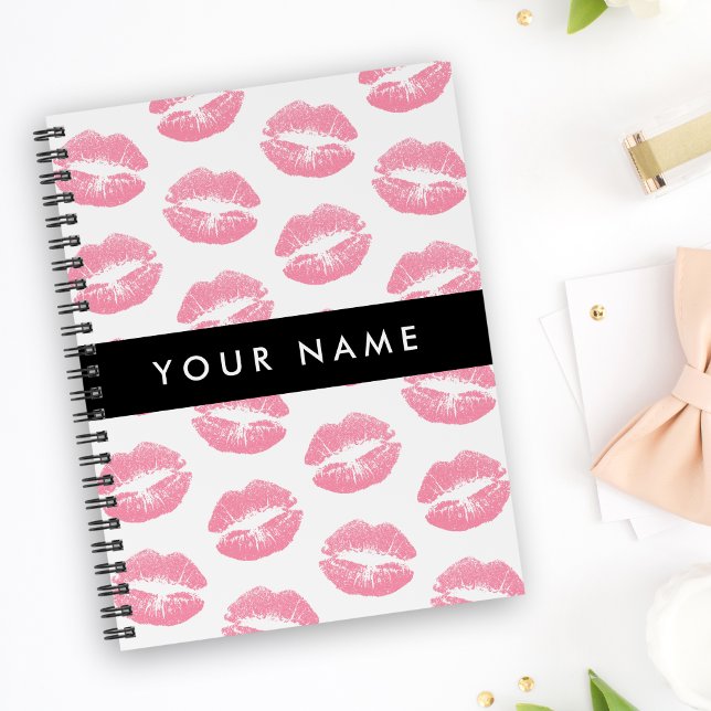 Carnet Lèvres Roses, Baiser, Baguette à lèvres, Votre Nom (Créateur téléchargé)