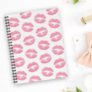 Carnet Lèvres roses, motif de lèvres, rouge à lèvres rose