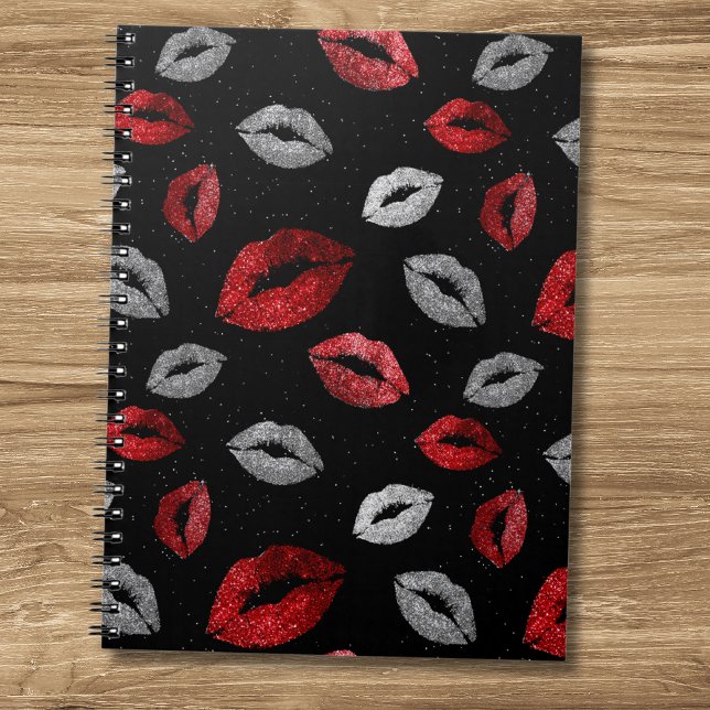 Carnet Lèvres rouges argentées scintillantes Saint-Valent (Créateur téléchargé)