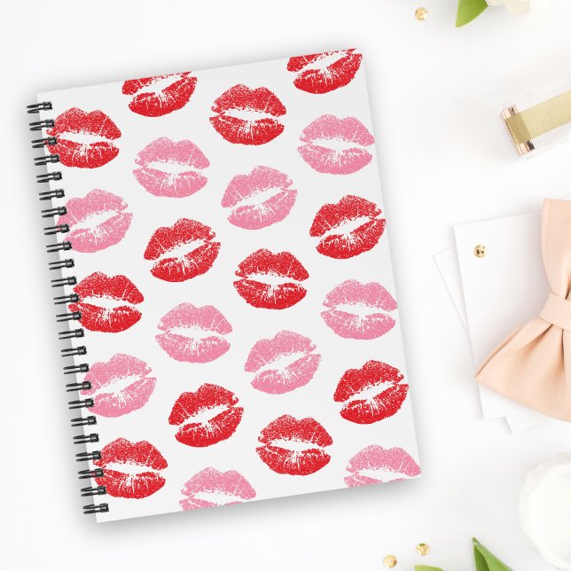 Carnet Lèvres rouges et roses, motif de lèvres, rouge à l (Créateur téléchargé)