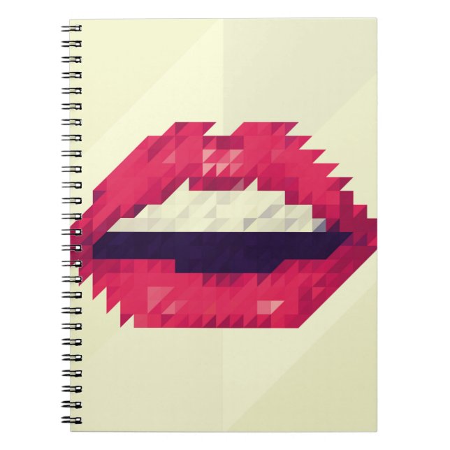 Carnet Lèvres rouges faites de petits triangles, pixelisa (Devant)