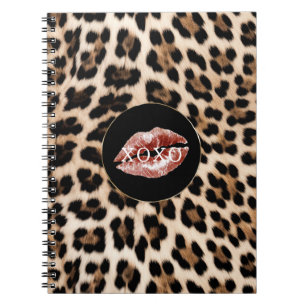 Carnet Lèvres rouges imprimé léopard XOXO