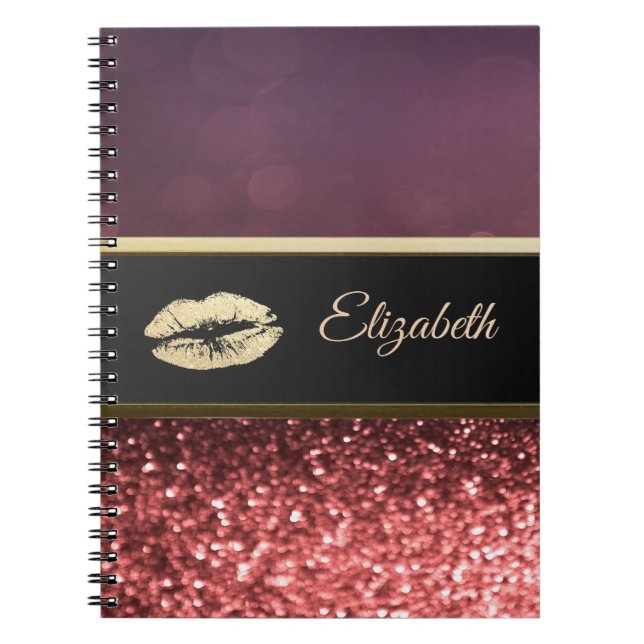 Carnet Lèvres scintillantes élégantes Bokeh (Devant)