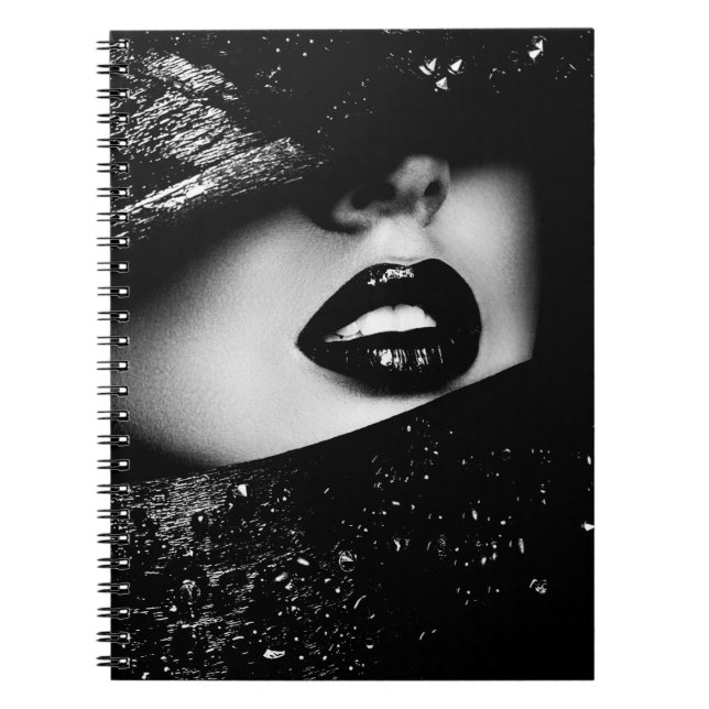 Carnet Lèvres sensuelles monochromes en cadre noir (Devant)