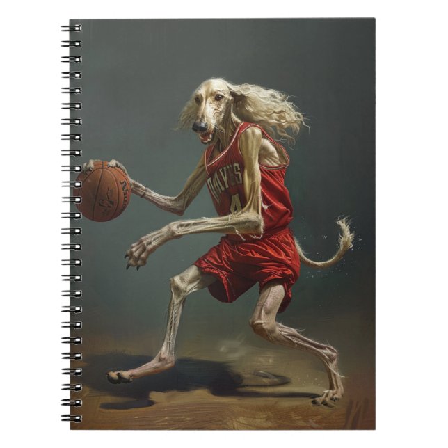 Carnet Lévrier Afghan Jouant au Basket-ball (Devant)