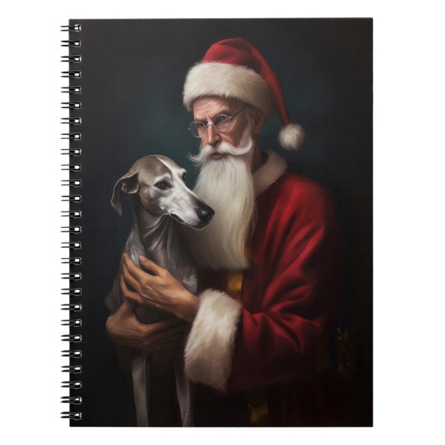 Carnet Lévrier avec le Père Noël Noël Festif (Devant)