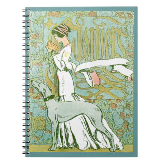 Carnet Lévrier et Madame de Nouveau d'art avec la fleur