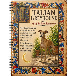 Carnet Lévrier Italien, Art de Bestiaire Médiéval